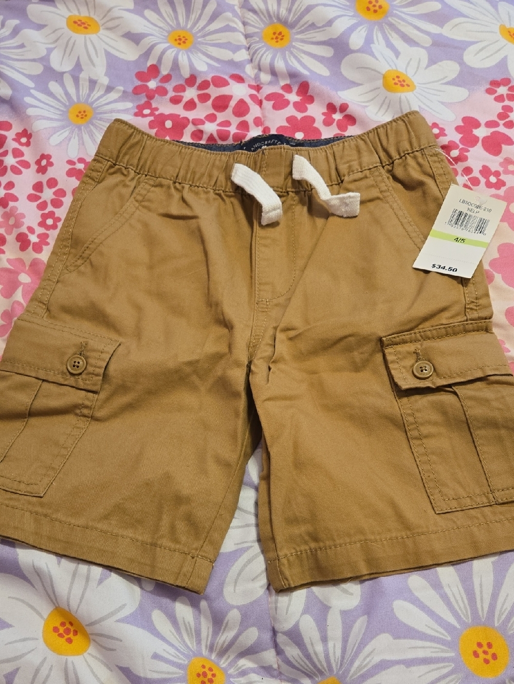 Kids Tan Cargo Shorts with Drawstring